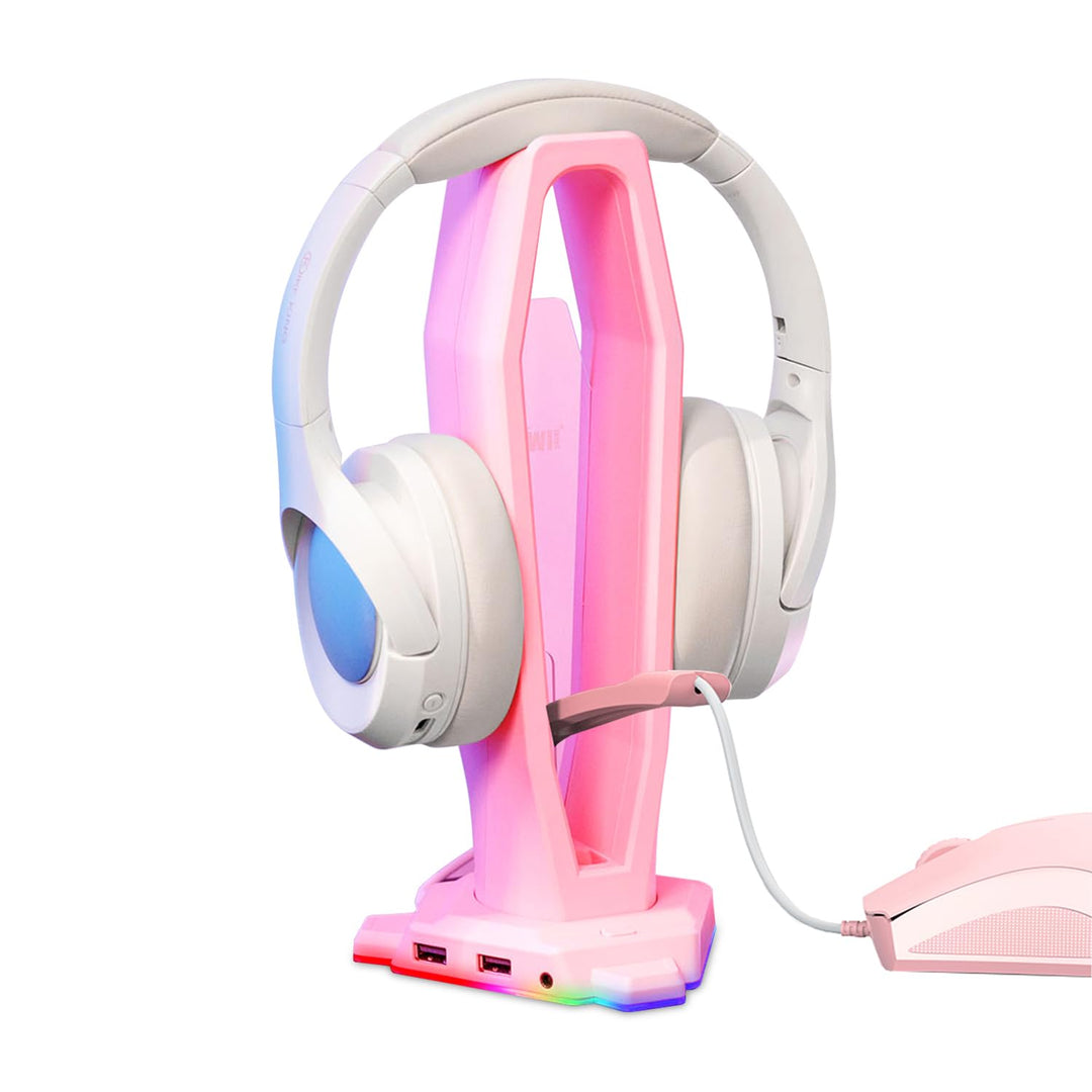 KIWIFOTOS 4-in-1-Kopfhörer-Ständer für Mädchen, Halterung mit Maus-Bungee für Gaming-Headset am Desk