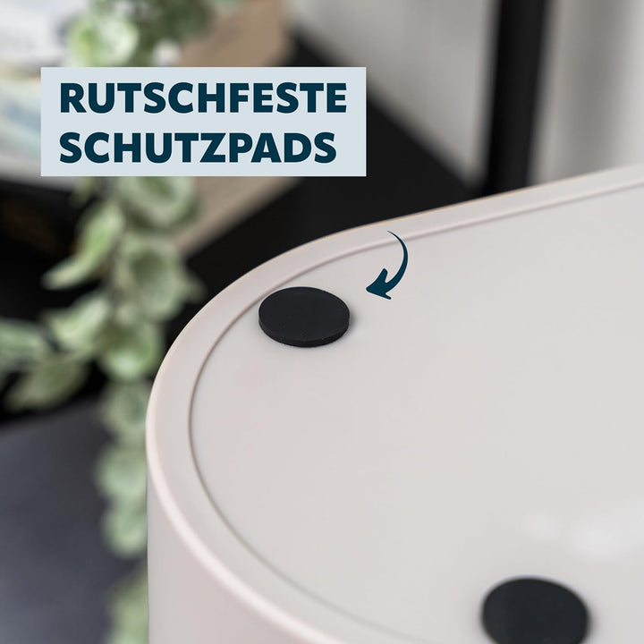 eluno ovaler Kosmetikeimer mit gummierter Softtouch-Oberfläche, Schwingdeckel & Schutzpads gegen Kra