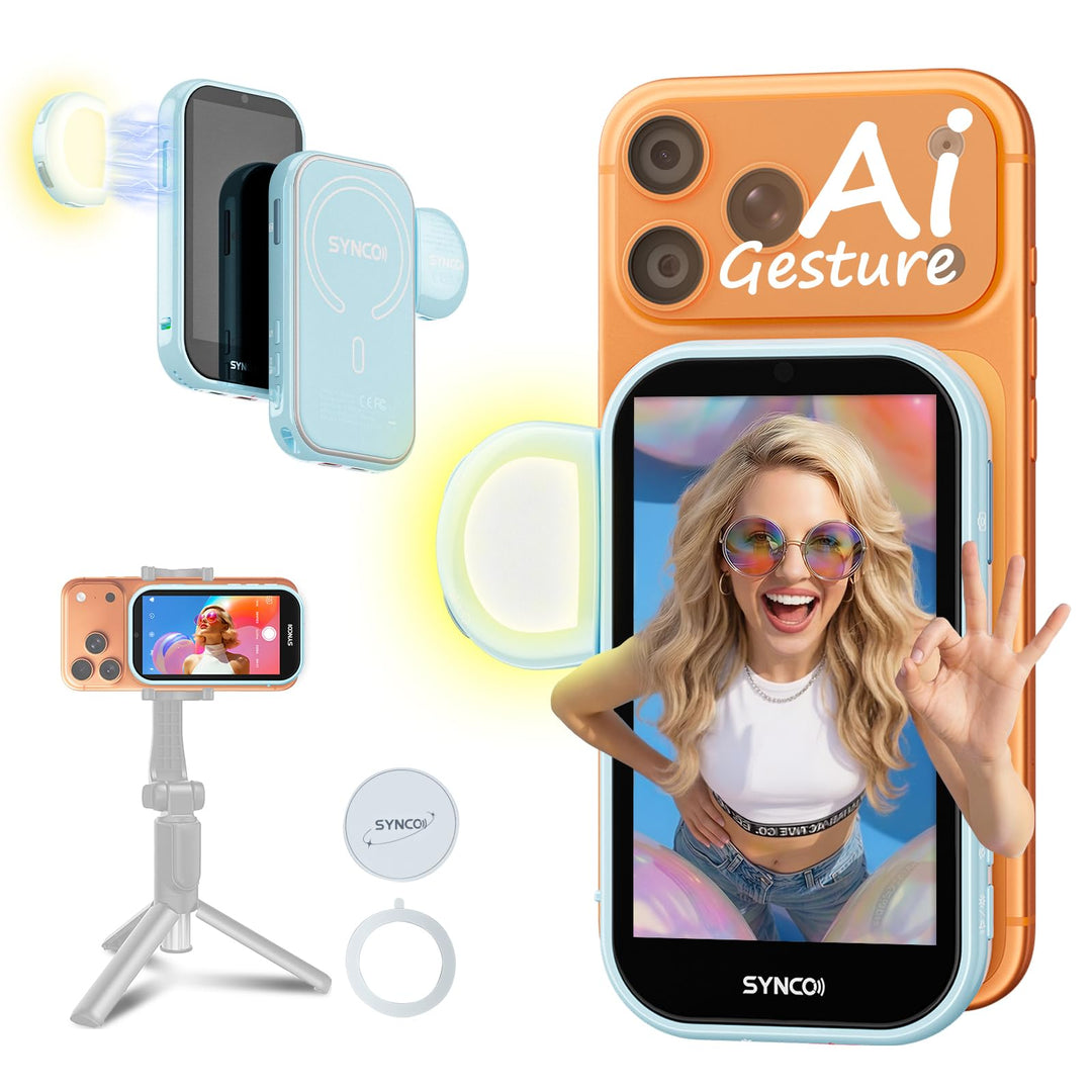 SYNCO XView AI AI Gesture Handy Selfie Monitor, Magnetischer 4K Rückkamera Vlog Monitor für iPhone &amp;