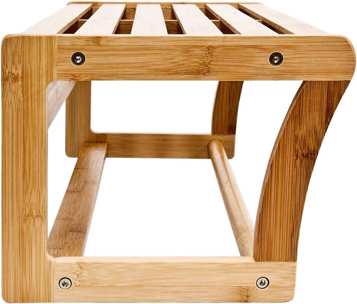 Relaxdays Wandregal mit Handtuchstange aus Bambus HBT 20 x 60 x 26 cm Badregal zur Wandmontage als H