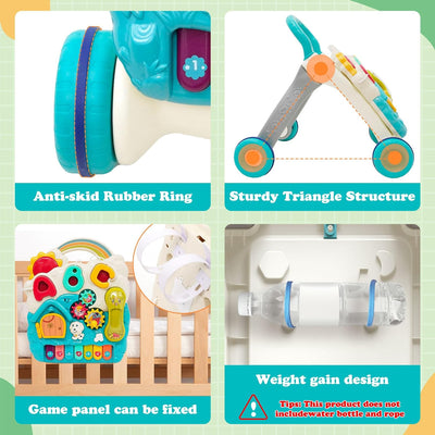 Lernlaufhilfe für Kleinkinder Blauer Kinderlaufwagen mit Rollen, Musik und Lichtern Multifunktionale