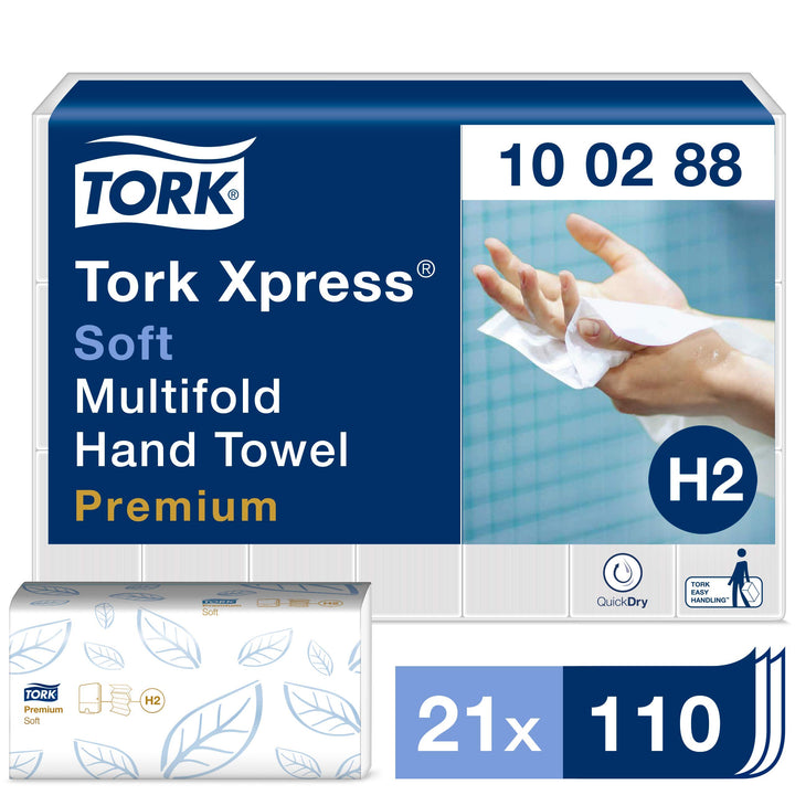 Tork Xpress weiche Multifold Papierhandtücher 100288 - H2 Premium Falthandtücher für Handtuchspender