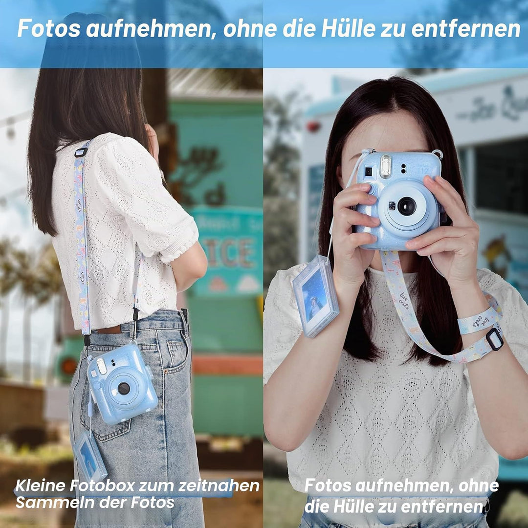 Glitter Kamera Tasche mit Film Tasche Kompatibel mit Fujifilm Instax Mini 12, für Instax Mini 12 Gli