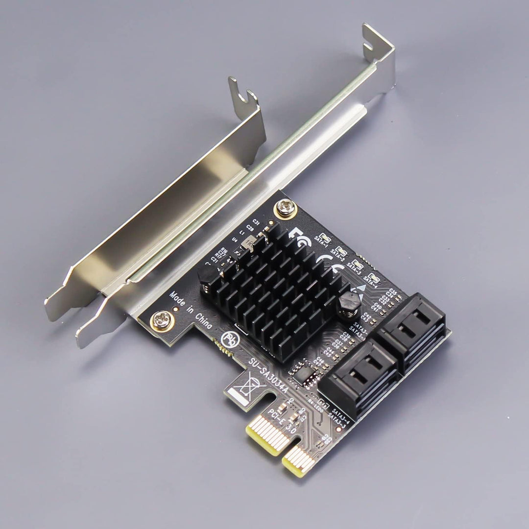 glotrends PCIe SATA Adapter Karte mit 4 Port SATA III 6Gbps (inklusive SATA Kabel und 15PIN SATA Spl