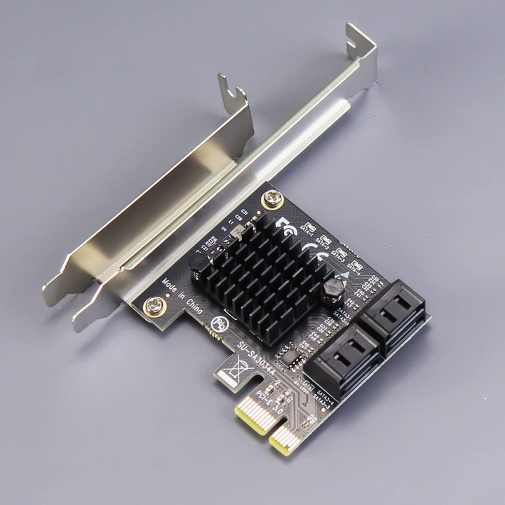 glotrends PCIe SATA Adapter Karte mit 4 Port SATA III 6Gbps (inklusive SATA Kabel und 15PIN SATA Spl