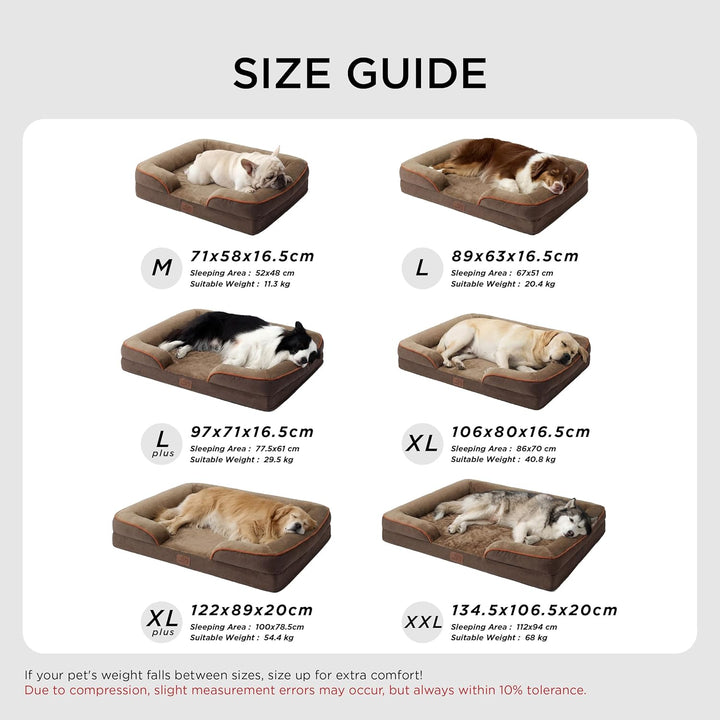 Bedsure orthopädisches Hundebett Ergonomisches Hundesofa - 71x58 cm Hundecouch mit eierförmiger Kist