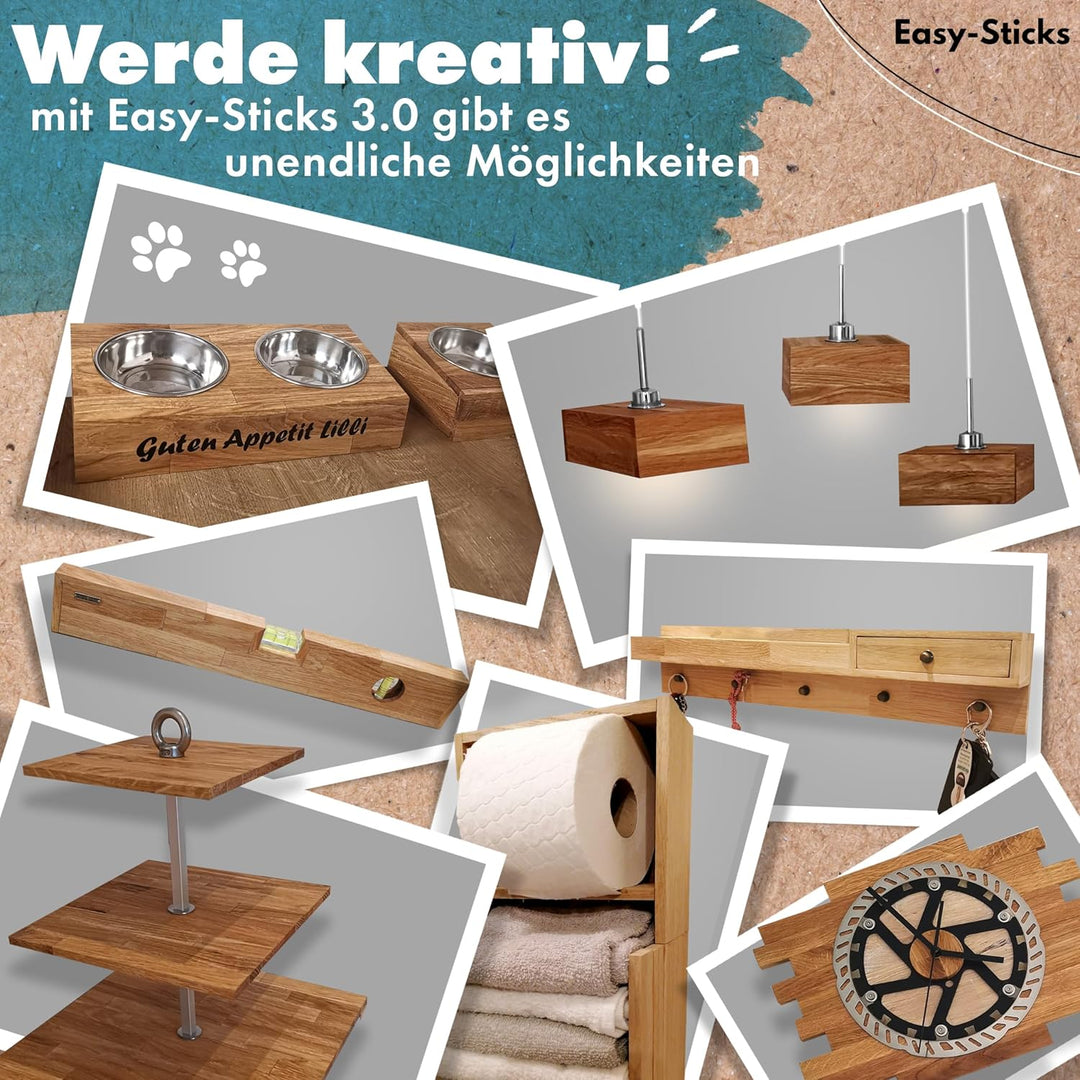 Bastelholz Eiche Easy-Sticks 3.0 16 cm Eiche – 160 Stück – OHNE Klebeband – Hölzchen für DIY Projekt