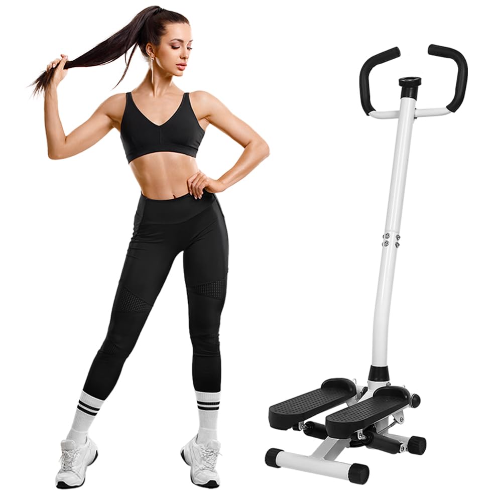 Mini Stepper Fitnessgerät für Zuhause, Hydraulischer Heimtrainer mit Widerstandsbändern &amp; LCD Displa