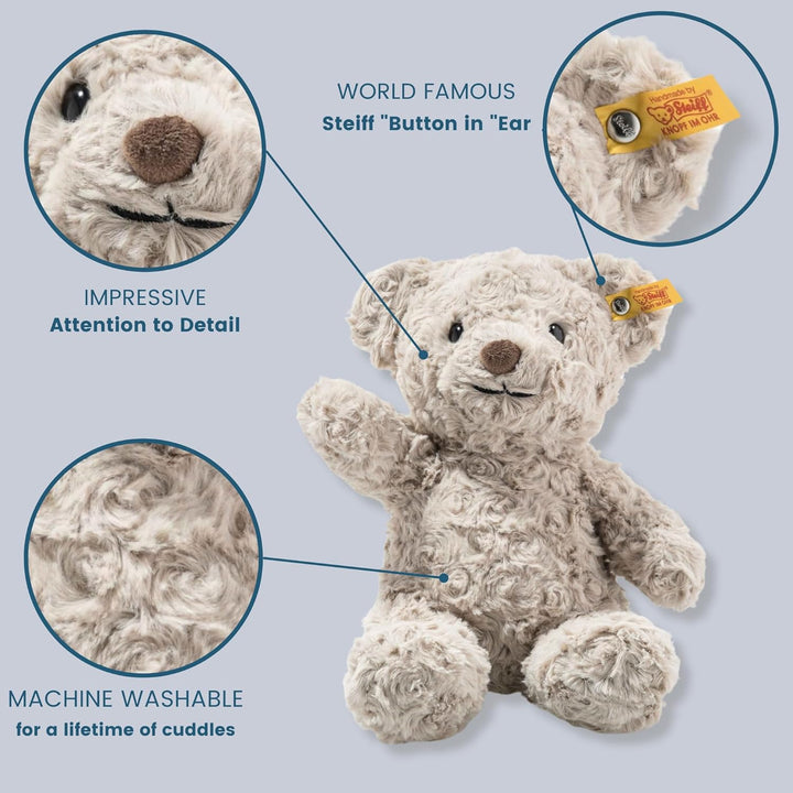 Steiff Soft Cuddly Friends Honey Teddybär hellgrau 28 cm, Teddy aus flauschigem Plüsch 28 cm Single,