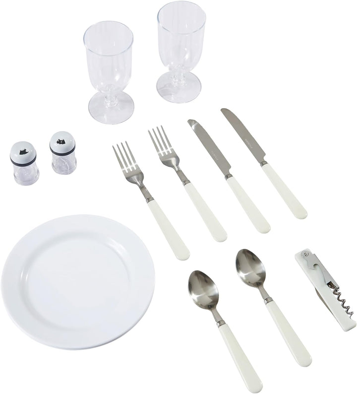 casa.pro Picknickkorb Folldal Komplettset für 2 Personen mit Kühltasche Weidenkorb Picknickset aus G