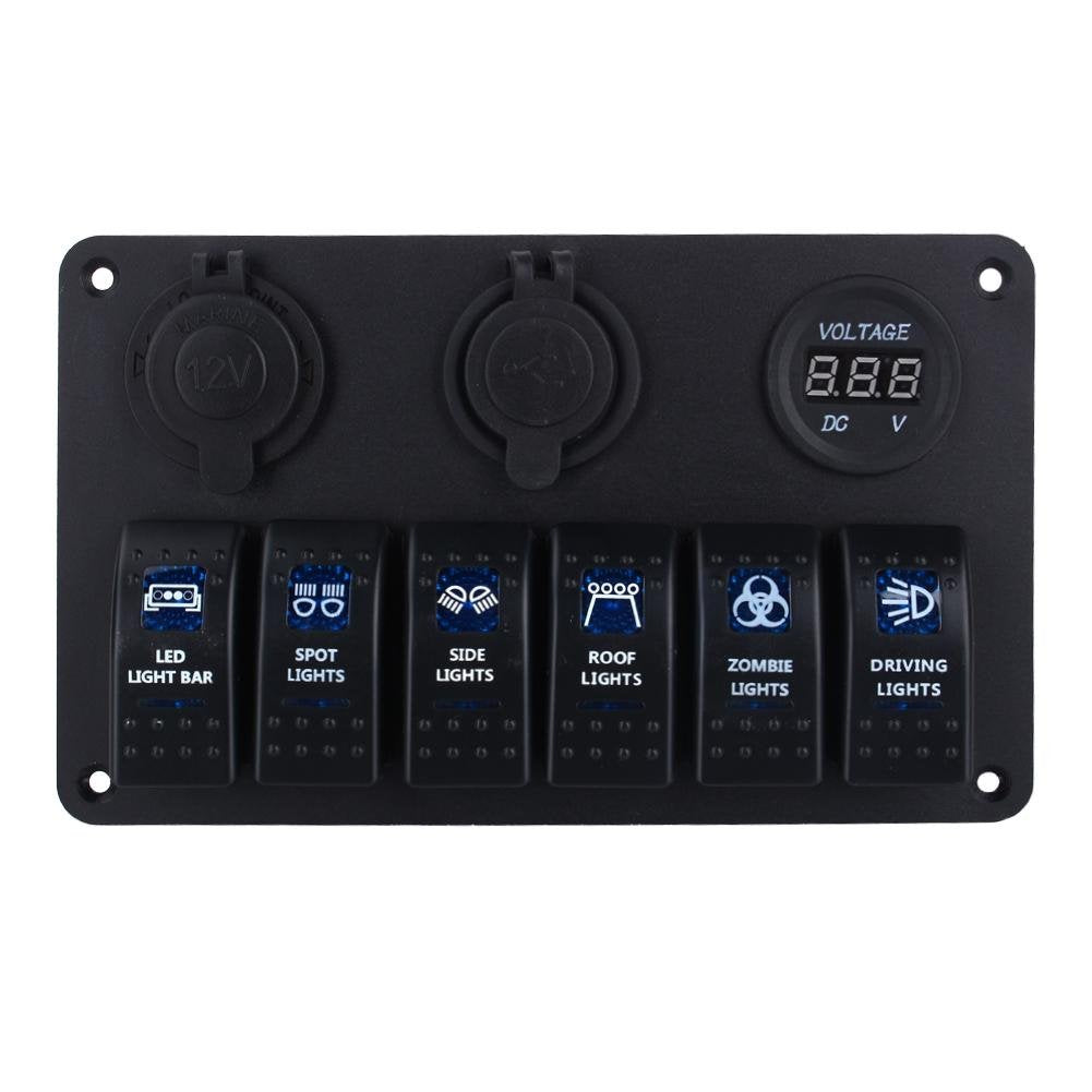 Wasserdichtes Marine-Panel mit 6 Tasten, wasserdicht, LED-Kippschalter, 12-24 V, für Auto, Wohnmobil