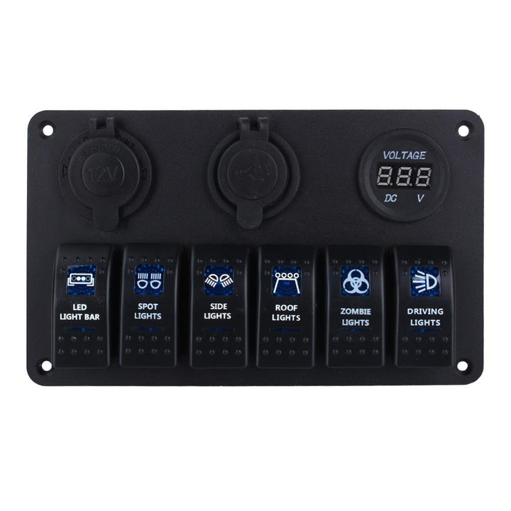 Wasserdichtes Marine-Panel mit 6 Tasten, wasserdicht, LED-Kippschalter, 12-24 V, für Auto, Wohnmobil