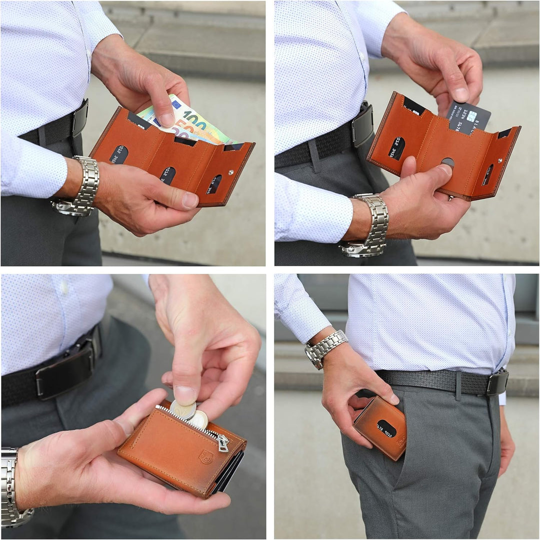 NEU: SOLO PELLE® Slim Wallet mit Münzfach [12 Karten] Slimwallet Riga [RFID-Schutz] Kartenetui mit M