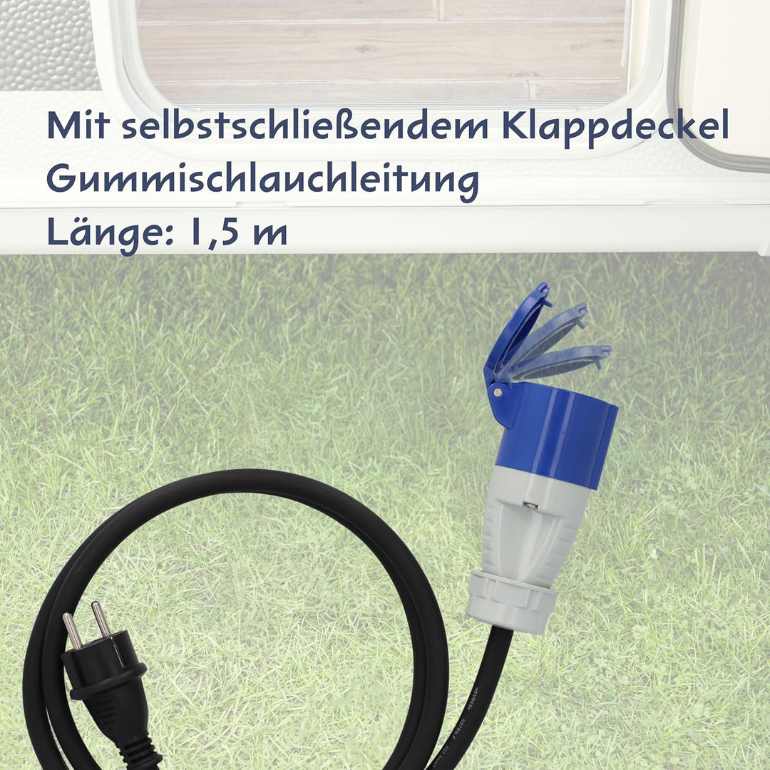 cartrend Explorer CEE Adapter mit CEE-Kupplung und Schutzkontaktstecker zum Anschluss von Wohnmobile