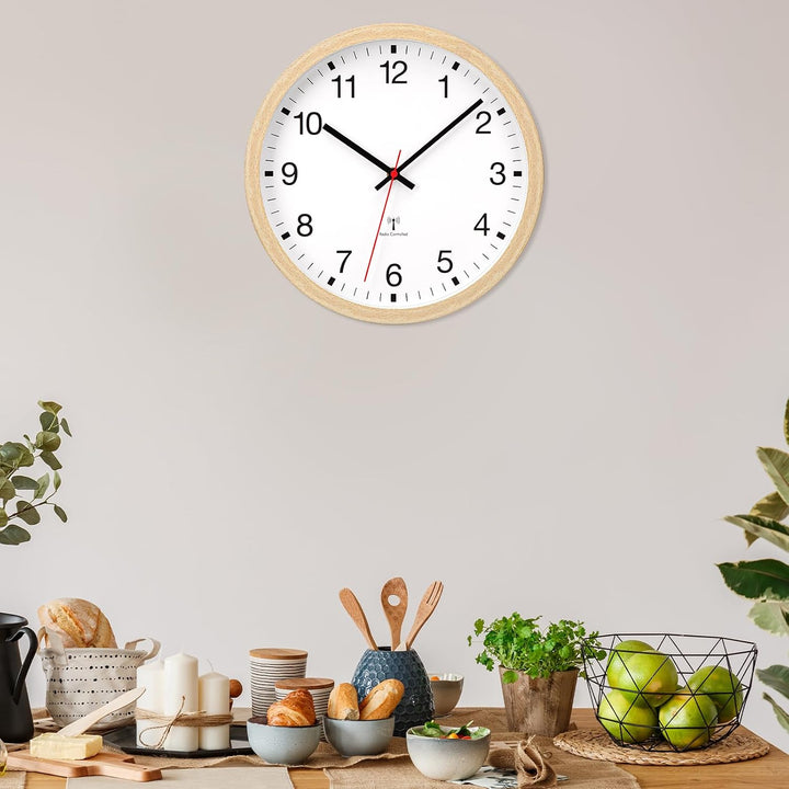 VIVILINEN Gross Wanduhr Funk Mit Holzoptik 40cm Funkuhr Wand Lautlos XXL | Wanduhr Ohne Tickgeräusch
