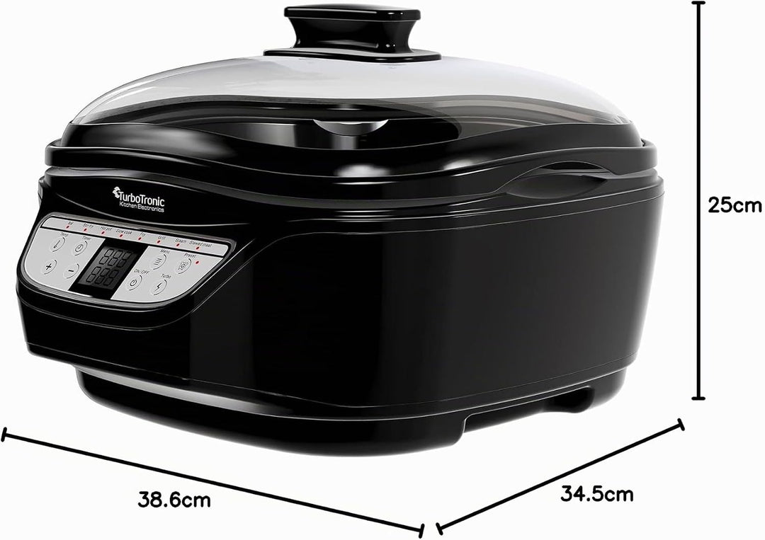 TurboTronic DMC24 Multikocher 5L mit Fritteuse &amp; Frittierfunktion, 1500W, Schongarer, Dampfgarer, 8