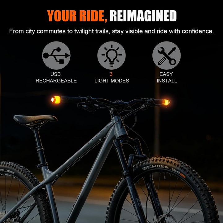 LED Blinker E Scooter Nachrüsten Set, Fahrrad Blinker, Wasserdicht, Universeller-LED Handlebar Light