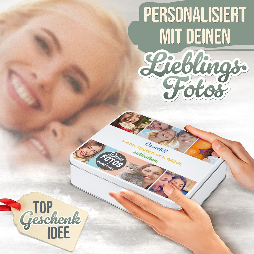 Print Royal PR Geschenkdose selbst gestalten mit 6 Fotos & 3 Zeilen Text - Blechdose bedrucken, Pers