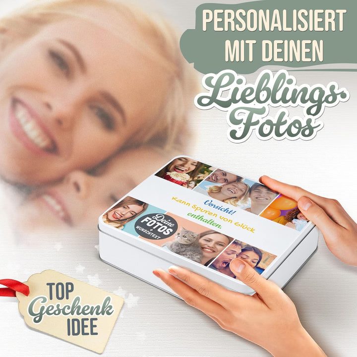 Print Royal PR Geschenkdose selbst gestalten mit 6 Fotos & 3 Zeilen Text - Blechdose bedrucken, Pers