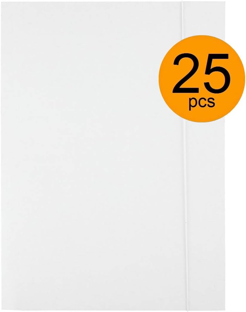 D.RECT 25 Stück Sammelmappe aus Karton | Postmappe | Mappe mit Gummiband für DIN A4 | 3 Klappen 300g