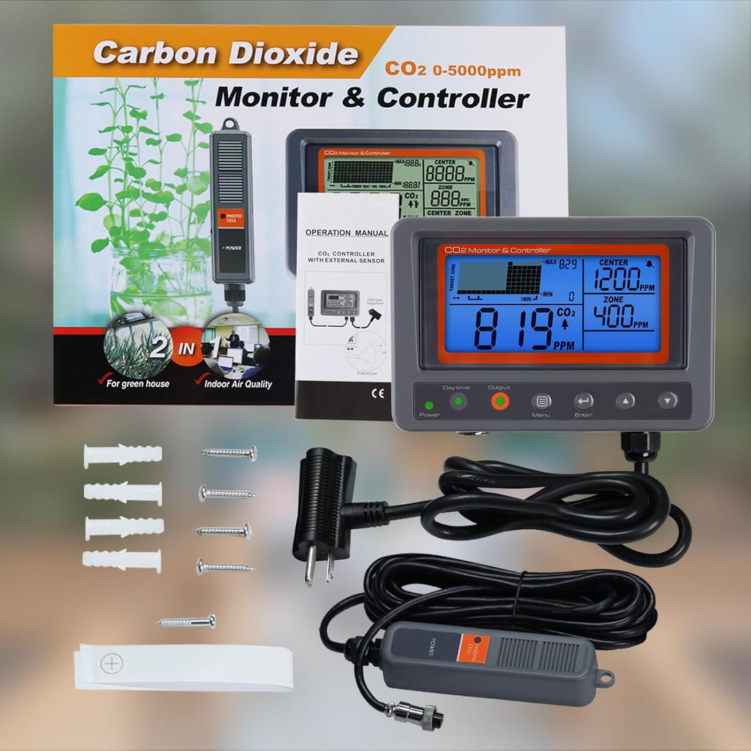 CO2 Controller Kohlendioxidregler CO2-Messgerät Monitor Tag und Nacht Relais Funktion, NDIR CO2 Sens