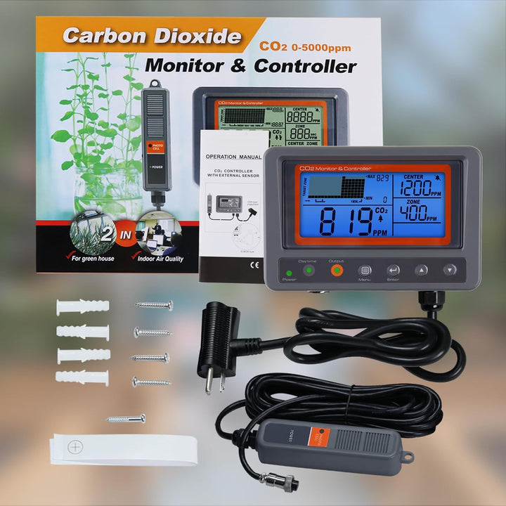 CO2 Controller Kohlendioxidregler CO2-Messgerät Monitor Tag und Nacht Relais Funktion, NDIR CO2 Sens