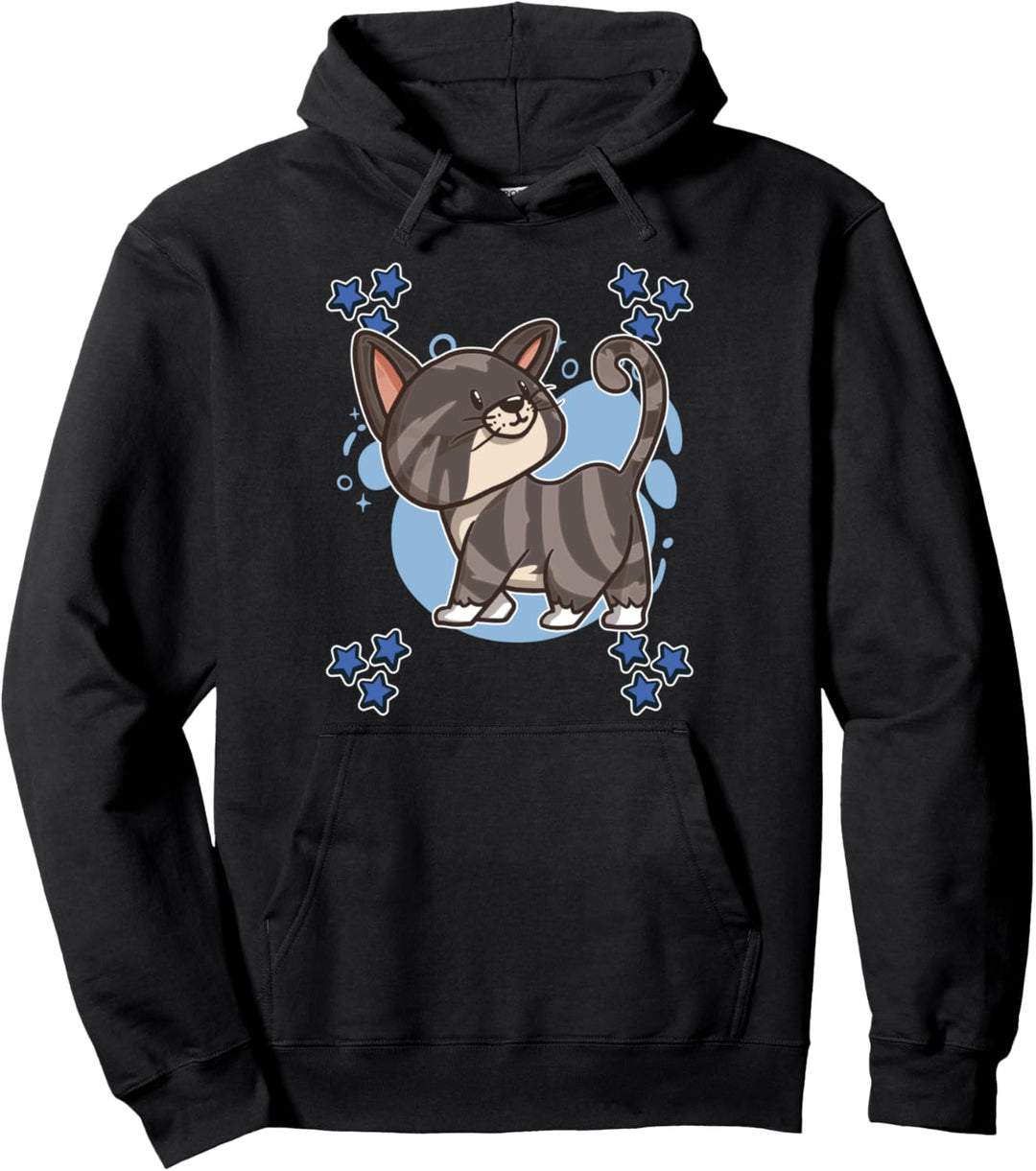 Herren Katze Zeichnung Sterne Jungen Katze Pullover Hoodie