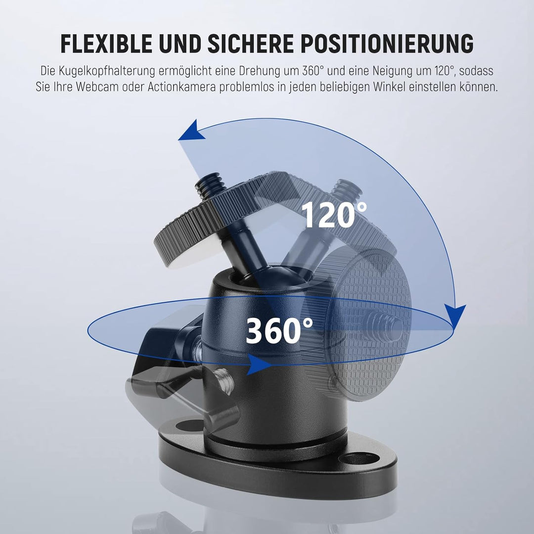 NEEWER Wand Deckenhalterung, Mini Kugelkopf aus Aluminiumlegierung und 1/4" Schraube für Fotostudio,