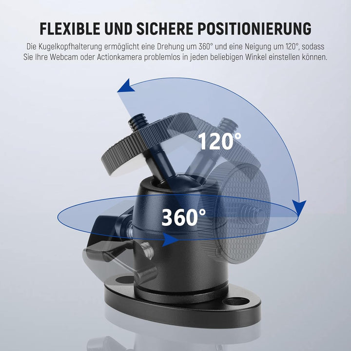 NEEWER Wand Deckenhalterung, Mini Kugelkopf aus Aluminiumlegierung und 1/4" Schraube für Fotostudio,