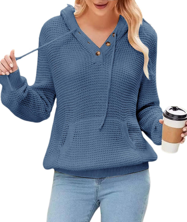 TrendiMax Hoodie Damen Strickpullover Kapuzenpullover Herbst Übergangs Sweatshirt Langarm Pullover D