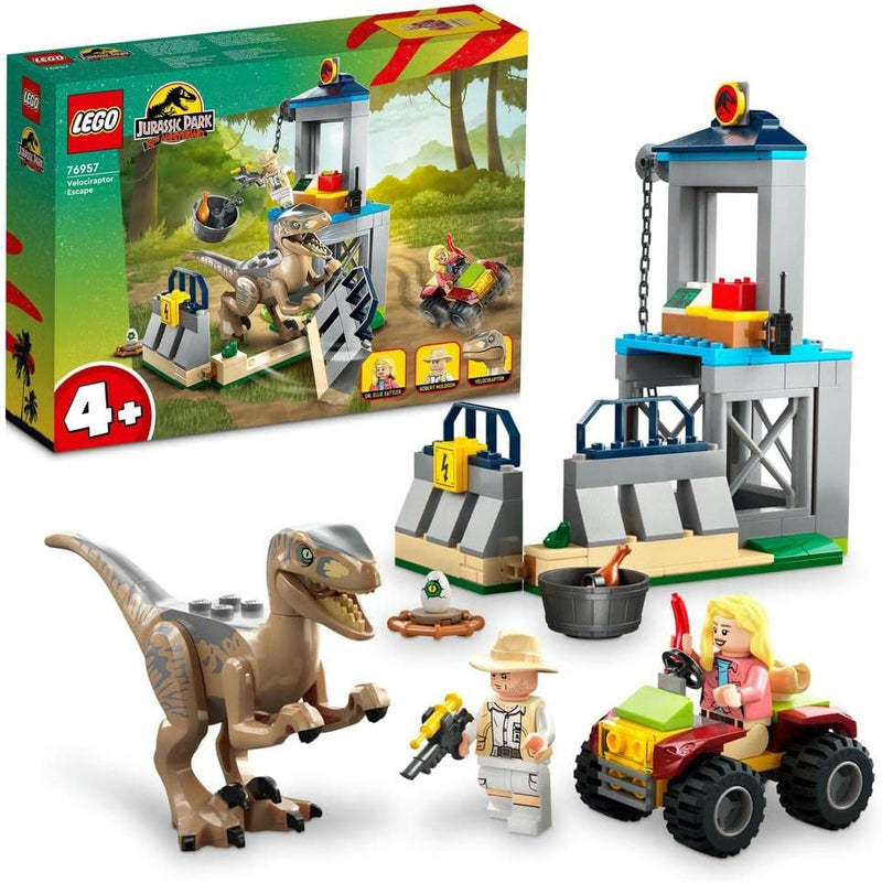 LEGO 76957 Jurassic Park Flucht des Velociraptors, Dinosaurierspielzeug und Buggy-Auto zum Sammeln f