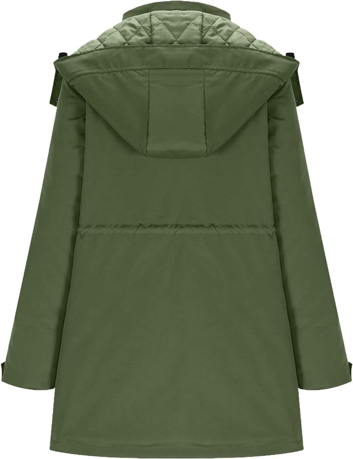 Generisch Umstands Baumwolljacke 3 in 1 Winter Langer Umstandsjacke mit Kapuze und Babyeinsatz Wasse