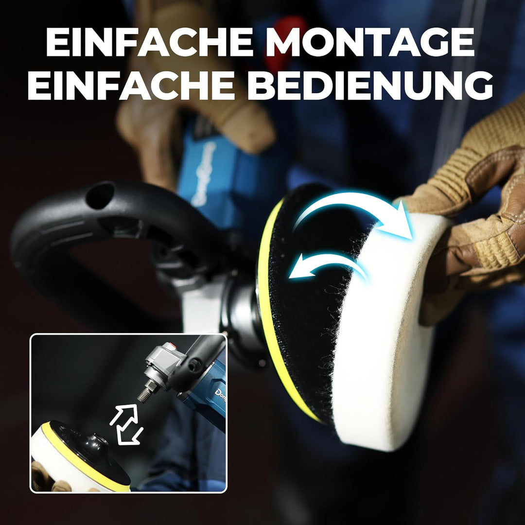 Dong Cheng Bürstenloser Poliermaschine 150mm mit 2x 4,0Ah Akku & Ladegerät, D-Griff, Sanftanlauf, El