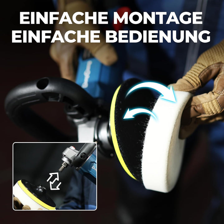 DongCheng Akku Poliermaschine für Auto, 4,0Ah Batterie,Bürstenloser Rotationspolierer, Sanftanlauf,