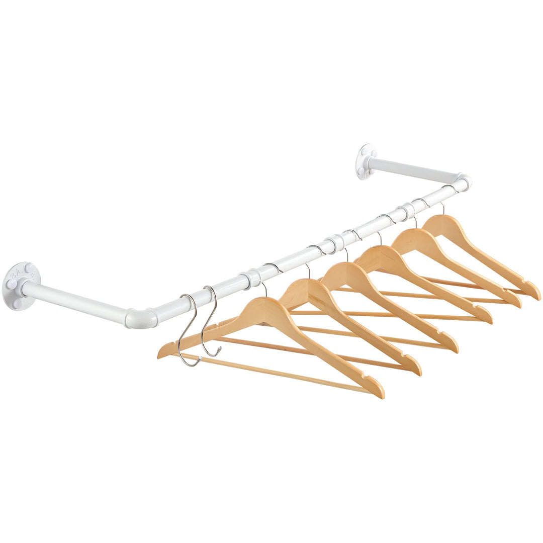 Kleiderstange Wandmontage 100cm, Industrielle Rohre Metall Garderobenstange Wand für Kleiderbügel, A