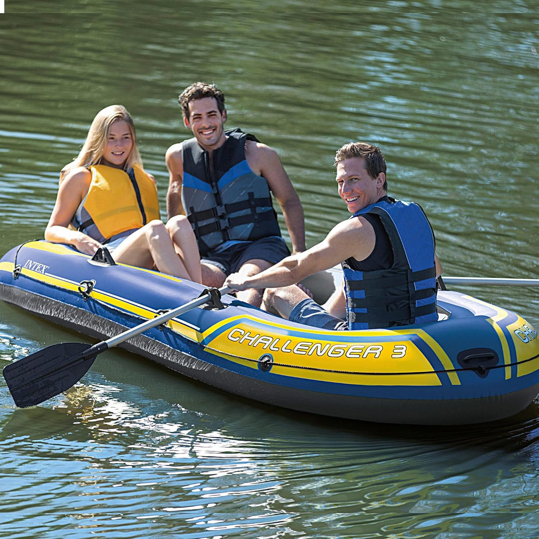 Intex Challenger 3 Set Schlauchboot - 295 x 137 x 43 cm - 3-teilig - Blau / Gelb Single, Single