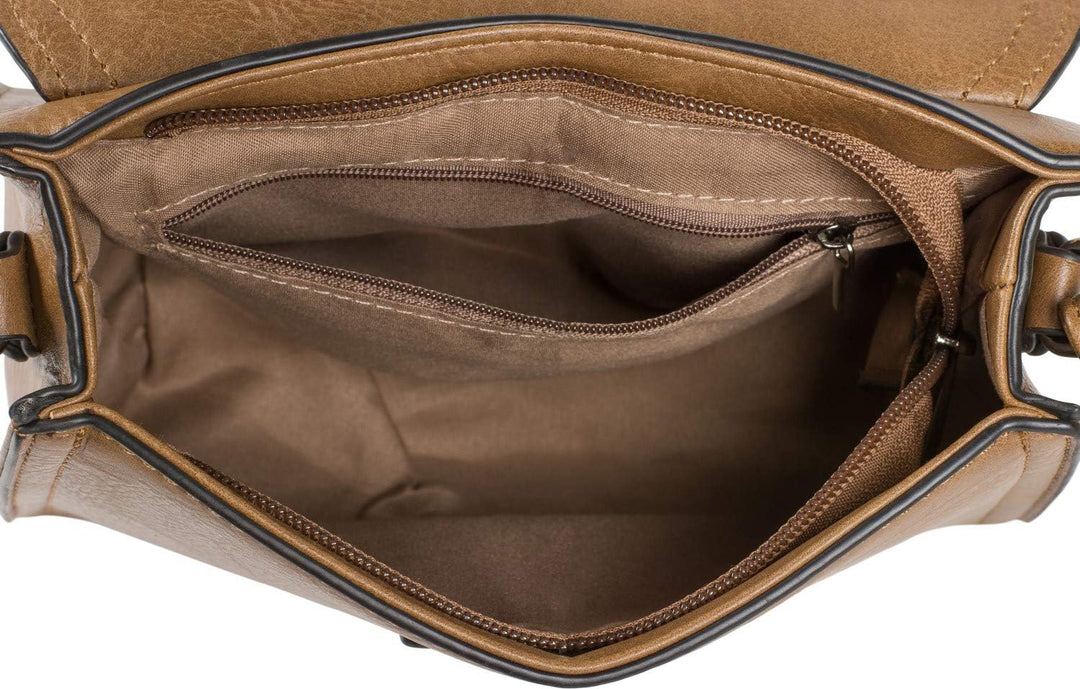 styleBREAKER Damen Umhängetasche Minibag mit Deko Schnalle, verstellbarer Tragegurt, Einfarbige Hand