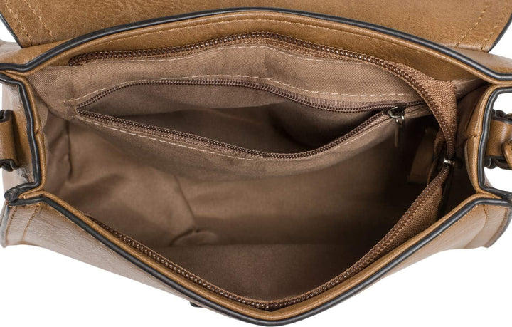 styleBREAKER Damen Umhängetasche Minibag mit Deko Schnalle, verstellbarer Tragegurt, Einfarbige Hand