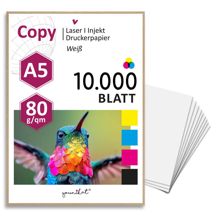 younikat Kopierpapier blanko 10000 Blatt - DIN A5 80 g/m² weiss - dv1419 10000 Stück DIN A5, 10000 S
