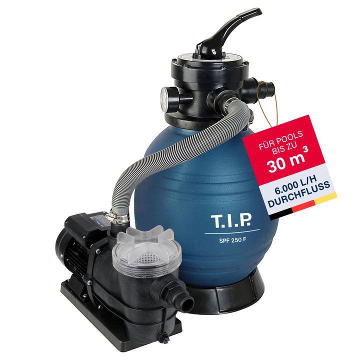 T.I.P. 30308 Schwimmbad Filter Set Sandfilteranlage SPF 250 F, bis 6.000