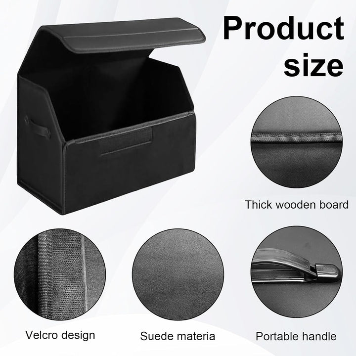 Chingcoo Auto Kofferraum Organizer, 38×32×29 cm Auto Tasche Kofferraum mit Deckel,Faltbare Leder Auf