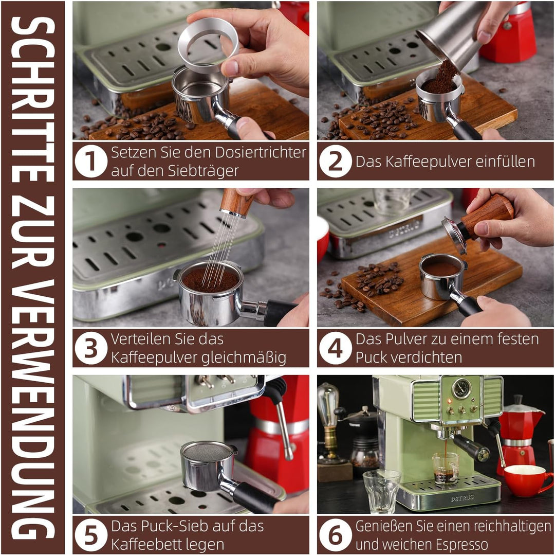 58mm Siebträger Zubehör Set,WDT Tool,Puck Screen & Dosierring Set,Espresso Nadel mit 8 Feinen Nadeln