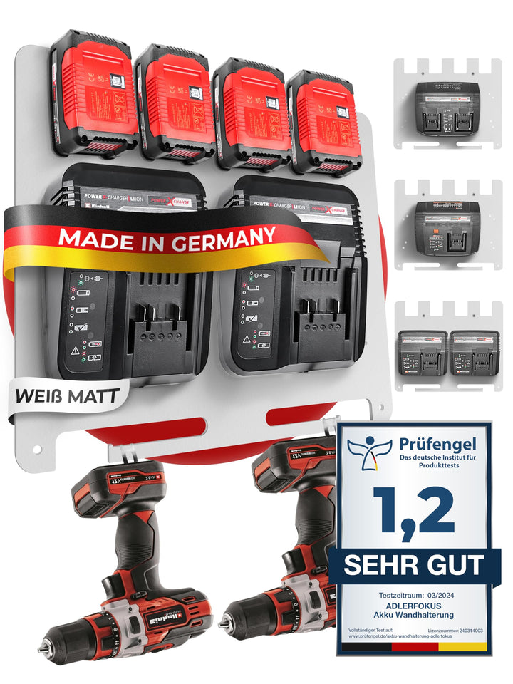 Adlerfokus Wandhalterung für Einhell Akkus & Ladegeräte [MADE IN GERMANY] Einhell Akkuhalter Wandhal