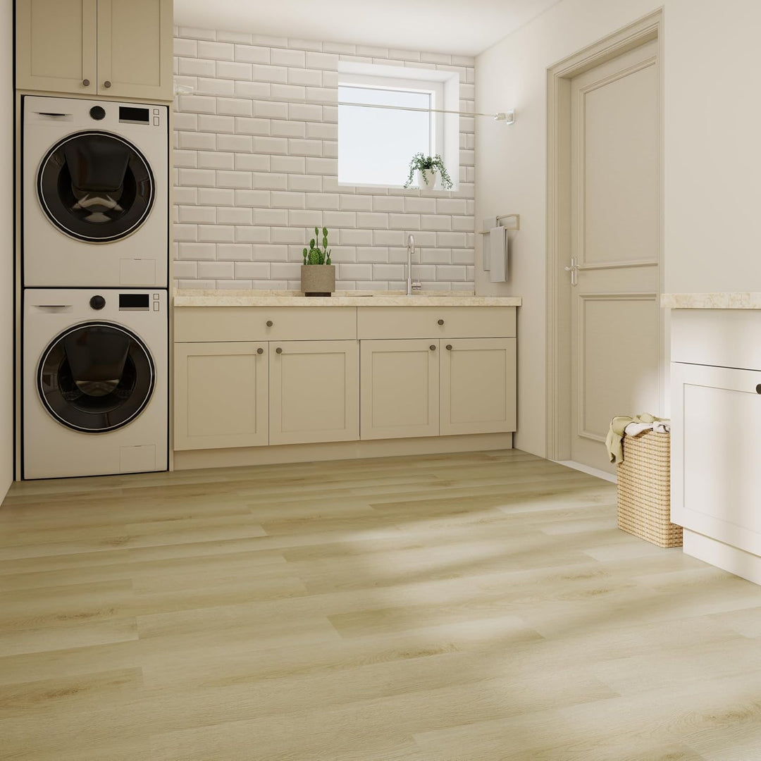 MULGREAT Holzoptik Vinyl Bodenbelag in Beige Eiche– 5,02 m² Selbstklebender, rutschfester & wasserdi