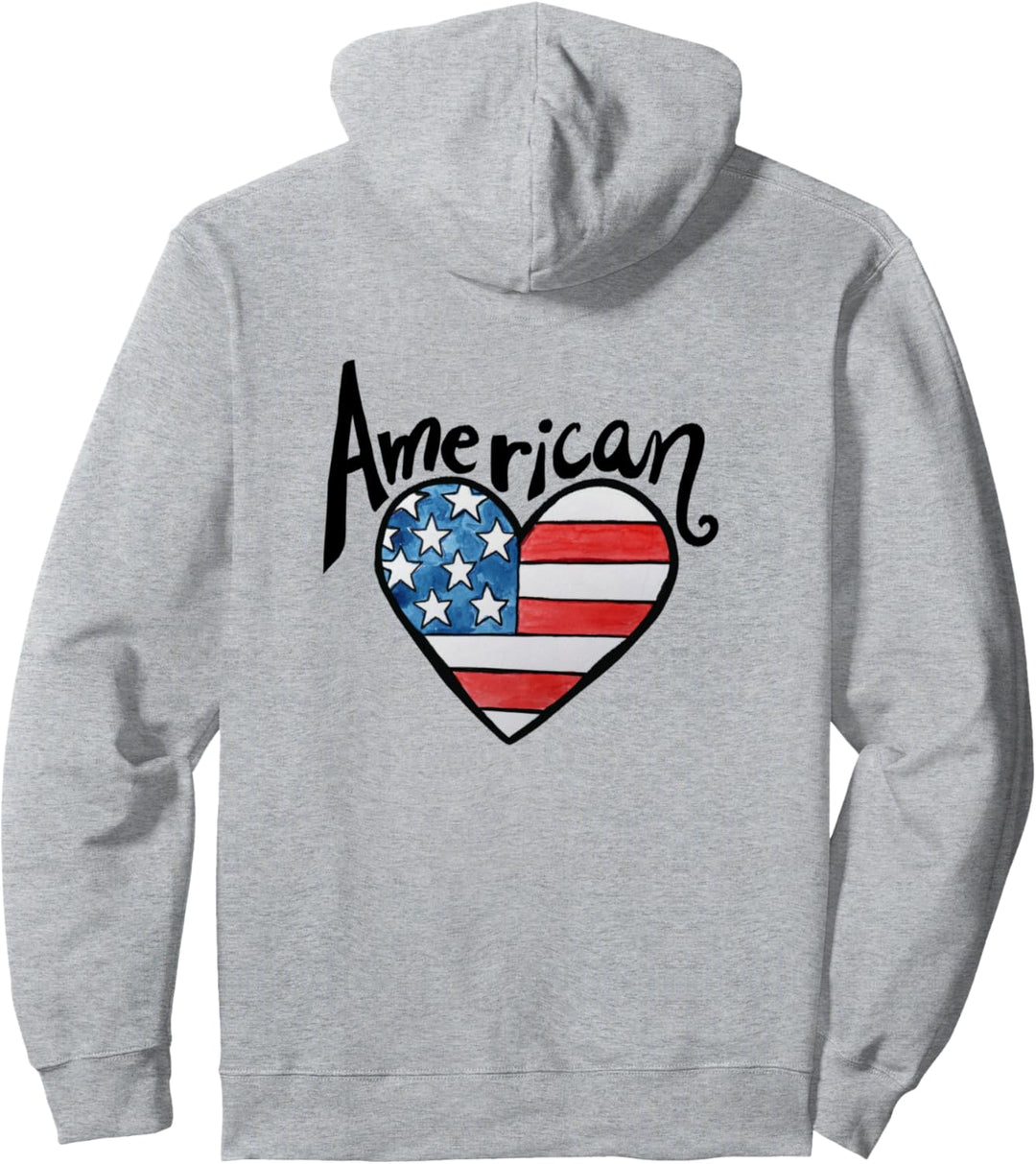 American Flag Heart USA 4th of July American Pullover Hoodie