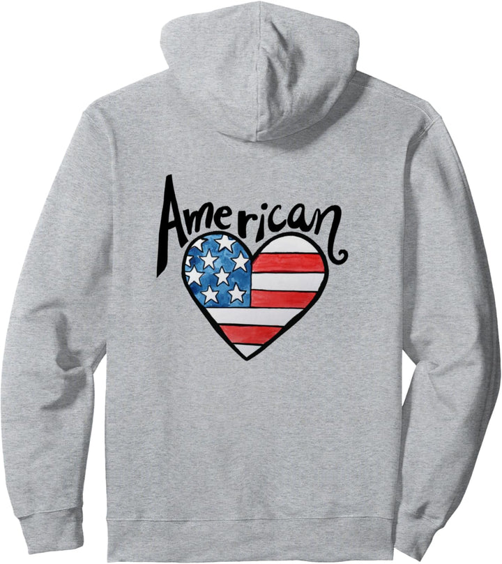 American Flag Heart USA 4th of July American Pullover Hoodie