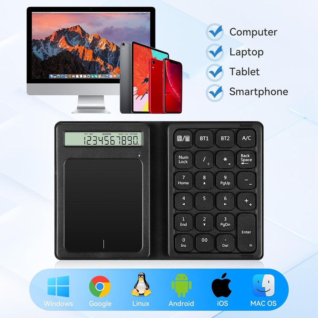 Bluetooth Numpad, Luckits Tragbar Ziffernblock kabellos mit Display & Touchpad-Rechner 23 Tasten Fal