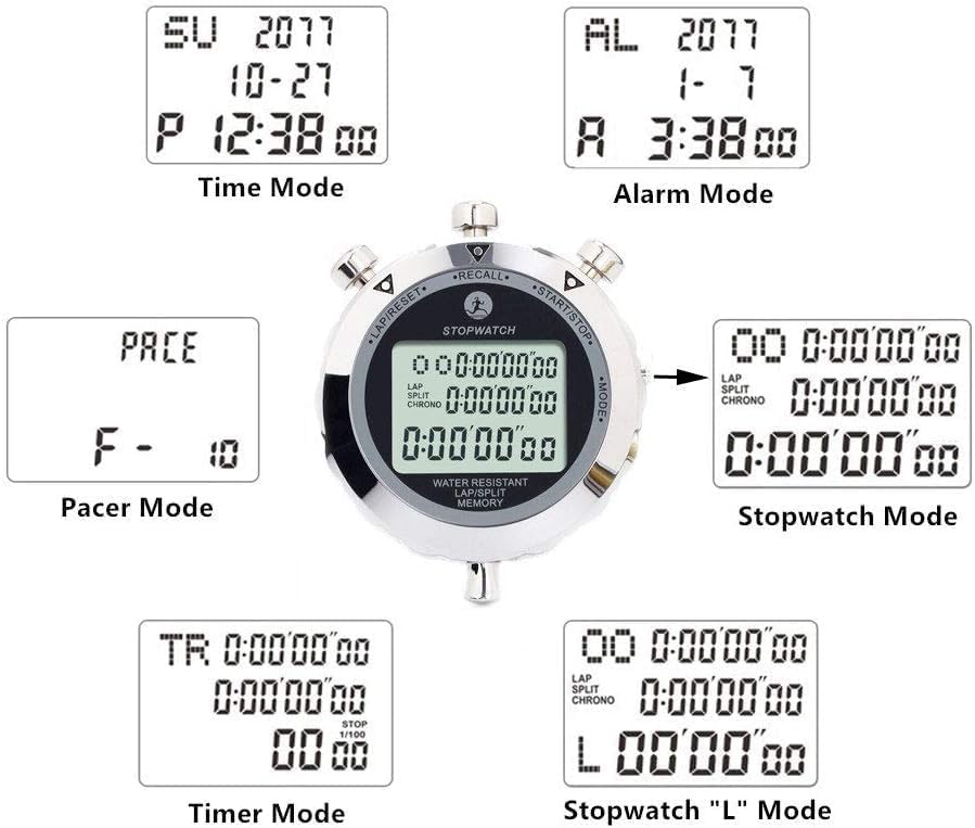 Rolilink Stoppuhr, Metall-Stoppuhr für Sport, Metall-Stoppuhren, Timer für Sport und Wettbewerbe (10