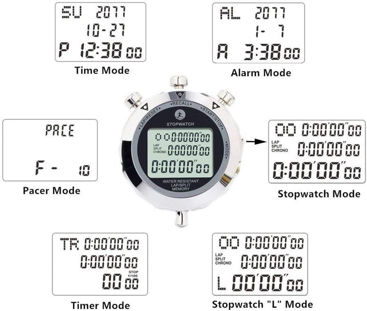 Rolilink Stoppuhr, Metall-Stoppuhr für Sport, Metall-Stoppuhren, Timer für Sport und Wettbewerbe (10