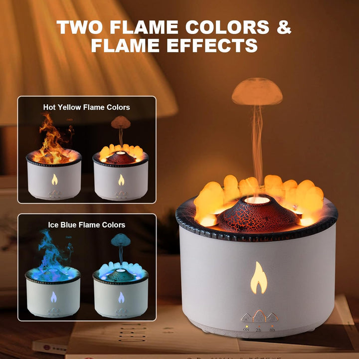 Vulkan Luftbefeuchter Flammen Aroma Diffusor: 360ml Aromatherapie Luftbefeuchter 2 Nebelmodus Luftbe